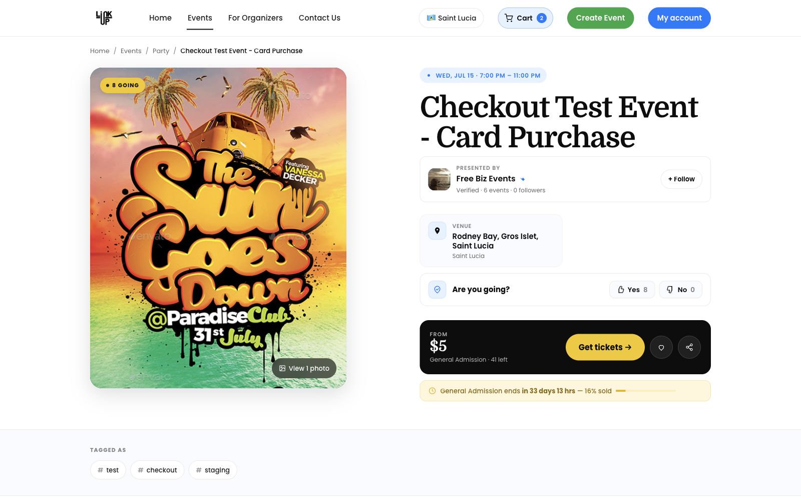 Event detail page with ticket and interest actions available on the website.